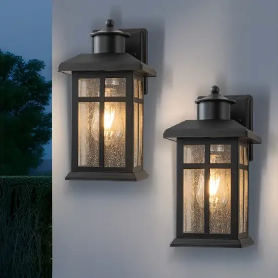 C Cattleya 2 Pack Outdoor Wall Lantern Sconce with Clear Seeded Glass image {1}