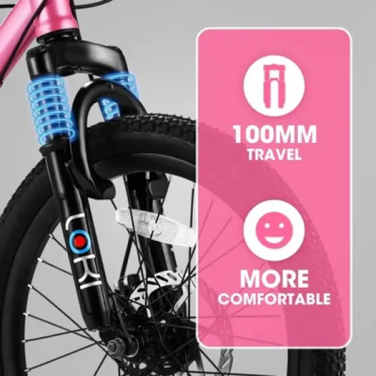 INFURNIC Bicycles 20 Inch Kids Bike with 7 Speeds and Front Suspension for Teens and Children, Pink, 54"*23"*31.5" image {3}