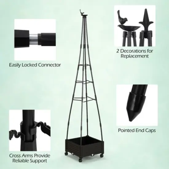Tangkula 2PCS 81" Garden Obelisk Trellis for Climbing Plants Tall Plant Support w/ Wheels image {6}