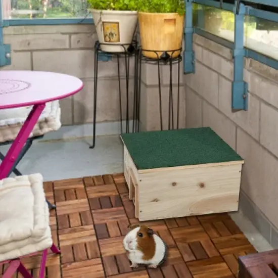 Artloge Large Wooden Hedgehog House Predator Proof Guinea Pig Small Animal Hibernation Shelter Hideout Wood Habitat Nest Box House with Felt Roofing image {8}