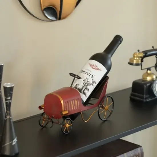 Vintiquewise Metal Figurine Car Shaped Vintage Wine Single Bottle Holder Stand Rack image {1}