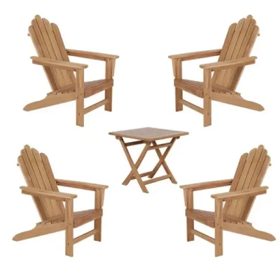 Decksplore Teak Adirondack Chair Set with Table 5PCS image {15}