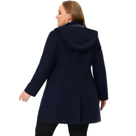 Agnes Orinda Women's Plus Size Elegant Single Breasted Detachable Hooded Trench Overcoats image {3}
