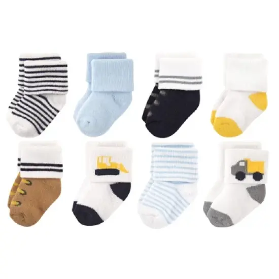 Luvable Friends Baby Boy Newborn and Baby Terry Socks, Bulldozer image {1}
