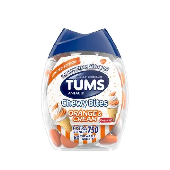 Tums Chewy Bites Orange and Cream Extra Strength Chewable Antacid for Heartburn - 60ct image {9}