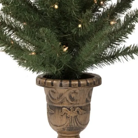 Northlight 2ct Prelit Artificial Christmas Tree Potted Porch Pine Topiary - Clear Lights image {5}