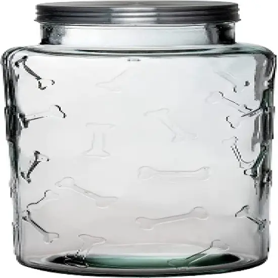 Amici Pet Bailey Bones Glass Canister Pet Treat Container Airtight, Dog Bone Design, Dishwasher Safe image {6}