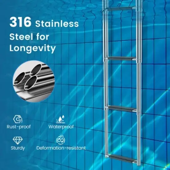 Costway 4-Step Telescoping Boat Ladder Folding Dock Ladder with Non-slip Steps image {5}