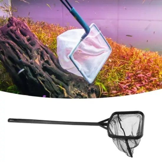 Unique Bargains Aquarium Fish Net Aquarium Fish Tank Accessories Small Fish Fine Net Black 35.5x9.5cm 1Pcs image {1}