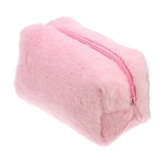 Unique Bargains Cosmetic Travel Zipper Multi-functional Small Plush Makeup Bag 1 Pc image {9}