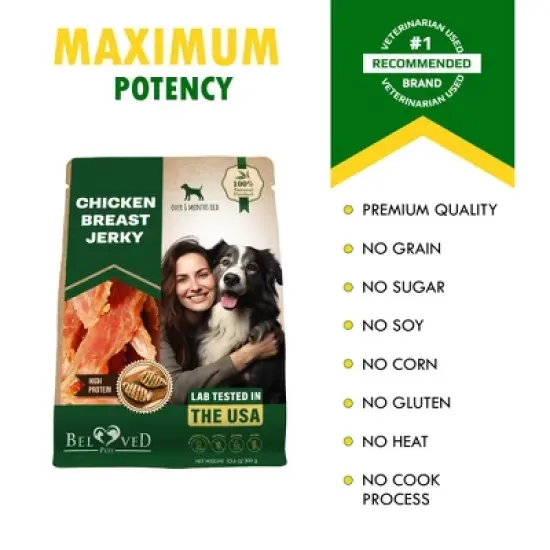 Beloved Pets All Natural Chicken Jerky Dog Treats Chews Grain Free High Protein Human Grade 11 OZ - 1 Pack image {2}