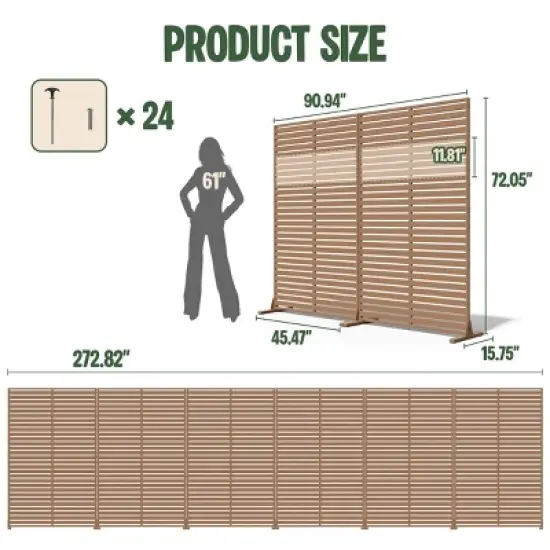 SEVOBAL 6pc Patio Screen Patio Privacy Porch Screen Patio Screens Paged Patio Decorative Screens Patio Screen Decor Outdoor, Brown, 272.82"*15.75"*72" image {2}