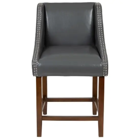 Merrick Lane 24 Inch Counter Height Stool with Nailhead Trim - Set of 2 image {2}