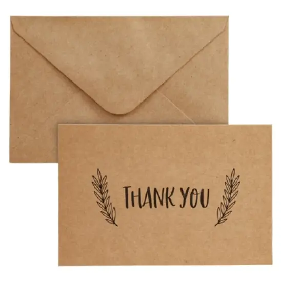 Best Paper Greetings 36 Pack Rustic Kraft Paper Material Thank You Cards with Envelopes for Wedding, Baby Shower, Birthday Party, 4 x 6 in image {4}