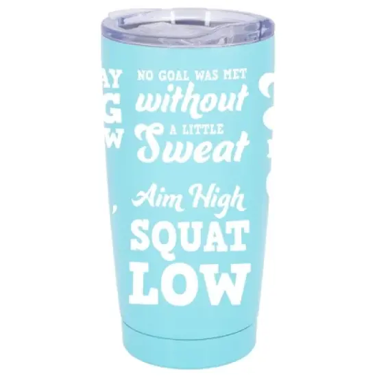 100 North 20 Ounce Stainless Steel On the Go Travel Tumbler With Push Top Lid, Aim High Squat Low Teal image {5}