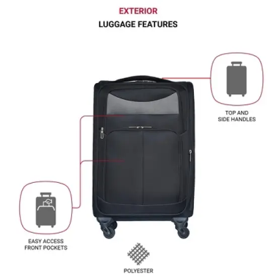 Gulches (20+24) Two-piece suitcase suitcase set Oxford trolley case without password lock universal wheel BLACK image {7}