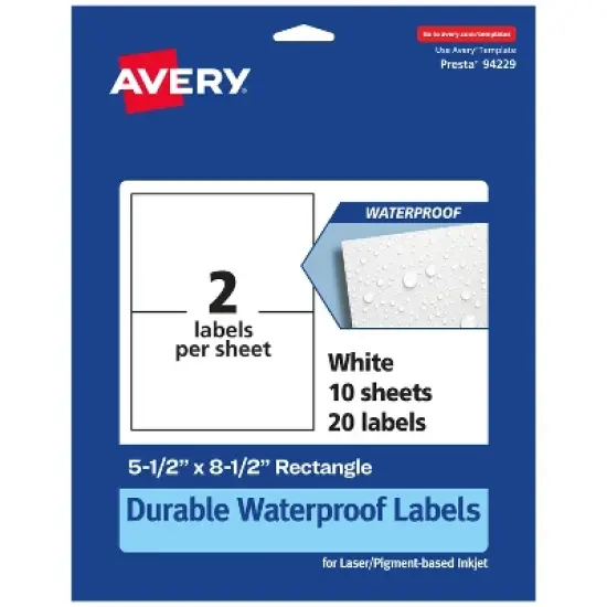 Avery Durable Waterproof Rectangle Labels, 5.5" x 8.5" image {8}