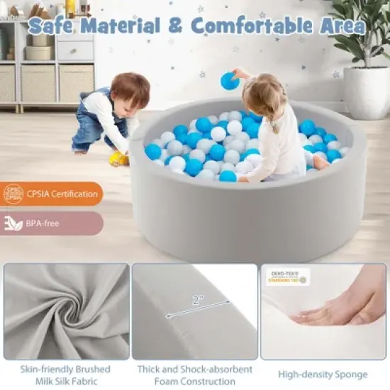 Costway 35.5" x 12" Soft Round Ball Pool for Toddlers & Baby with 200 Ocean Balls image {6}