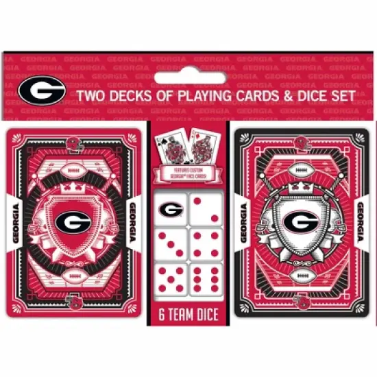 MasterPieces Officially Licensed NCAA Georgia Bulldogs 2-Pack Playing cards & Dice set for Adults image {1}