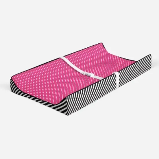 Bacati - Love Black/Fuschia Pin Dots Changing Pad Cover image {1}