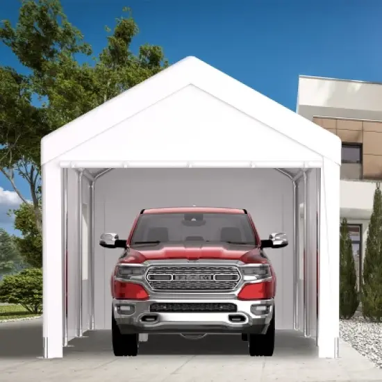 10&times;20 FT Garage, Portable Garage with Roll-up Doors and Ventilated Windows, Galvanized Steel Frame and PE Canopy-Coolbibila image {8}