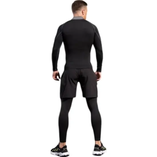 Anna-Kaci Active Men's Long Sleeve Compression Shirt with Mock Neck and Stretch Fit for Performance and Training image {4}