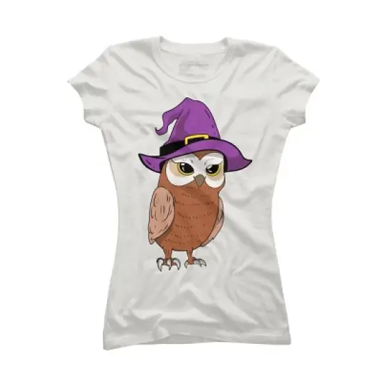 Junior's Design By Humans Owl Witch Halloween T Shirt By thebeardstudio T-Shirt image {7}