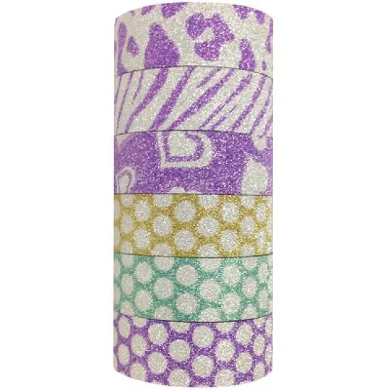 Wrapables Japanese Washi Masking Tape, Glitter Collection (Set of 6) image {3}