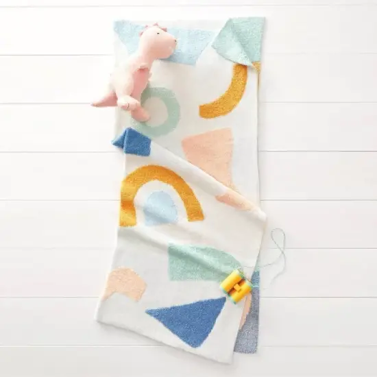48"x58" Knit Kids' Throw Shapes Cream - Pillowfort&trade; image {4}