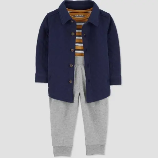 Carter's Just One You&reg; Baby Boys' Striped Top & Bottom Set - Brown image {1}