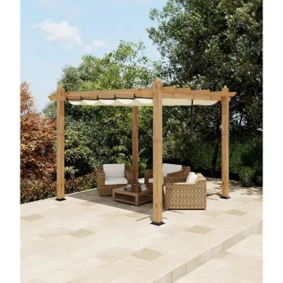 Aluminum Pergola w/ Retractable Canopy - Heavy-Duty UV-Resistant for Deck, Backyard image {7}