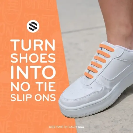 The Original Stretchlace No-Tie Silicone Elastic Shoelaces &ndash; Orange Tieless Shoe Laces (1 Set) image {3}