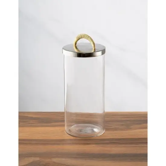 Classic Touch Medium Glass Canister with Stainless Steel Lid and Handle image {1}