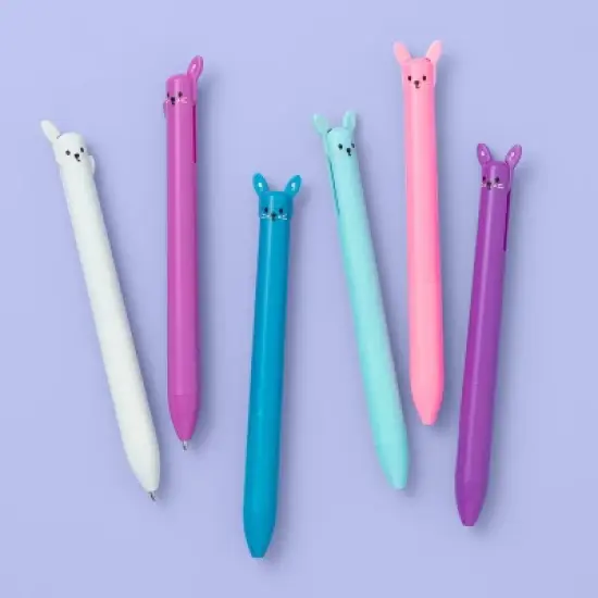 6ct Character Cat Pen Set - More Than Magic&trade;: Cute & Fun Kids Ballpoint Pens, 1.0mm, Pink, Blue, Purple Ink image {3}
