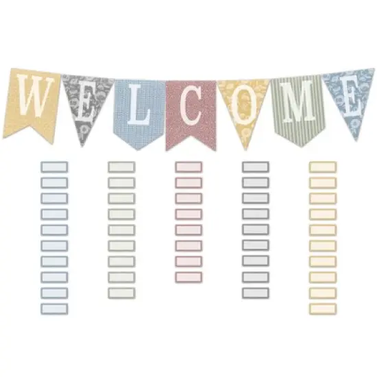 Teacher Created Resources&reg; Classroom Cottage Pennants Welcome Bulletin Board Set, 53 Pieces image {1}