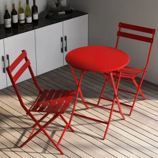 NicBex Colorful Outdoor Dining Table Set Foldable Metal Bistro Table with Chairs,Patio Furniture Bistro Set for Garden,Backyard,Poolside image {1}