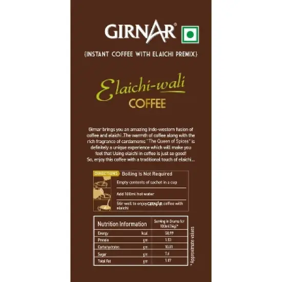Girnar Instant Premix Coffee With Elaichi 140G image {1}