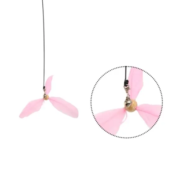 Unique Bargains Cat Teaser Windmill Style Handheld with Bell Pink image {1}