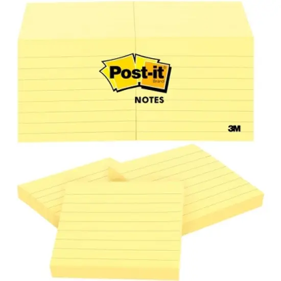 Post-it Lined Original Notes, 3 x 3 Inches, Canary Yellow, Pack of 12 image {5}