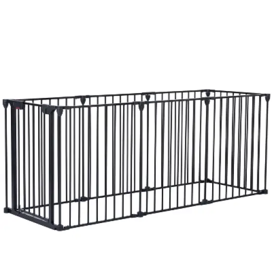 200" Adjustable Safety Gate 8 Panels Play Yard Metal Doorways Fireplace Fence Christmas Tree image {3}