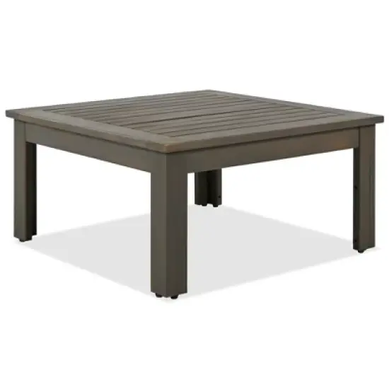 4-Pieces Outdoor Acacia Wood L-Shaped Sectional Sofa Set with Coffee Table and Arm Side Table image {9}