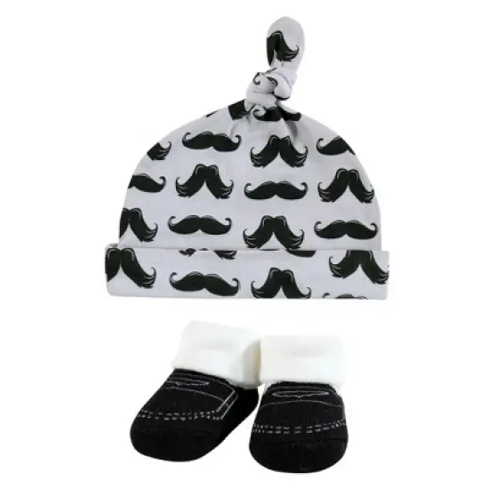 Hudson Baby Infant Boy Cap and Socks Set, Mustache, 0-9 Months image {2}