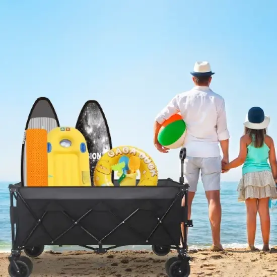 51-inch Extended Heavy-Duty Foldable Utility Wagon - 480lbs Capacity, Patented Ultra-Stable Frame, 1:6 Space-Saving Fold & 7" All-Terrain Wheels image {7}