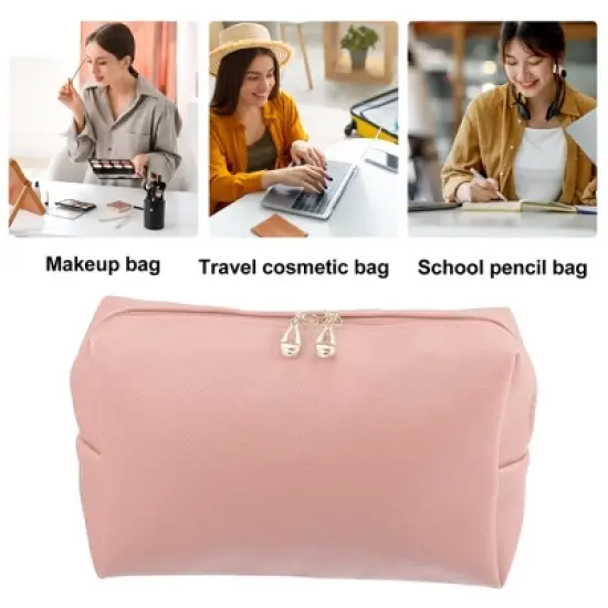 Unique Bargains Women Travel Cosmetic Bag Waterproof PU Leather Case Makeup Bag 1 Pc image {1}