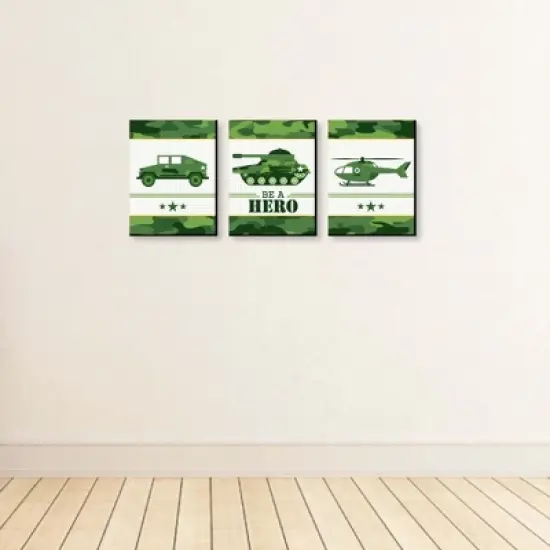 Big Dot of Happiness Camo Hero - Army Military Camouflage Nursery Wall Art and Kids Room Decorations - Gift Ideas - 7.5 x 10 inches - Set of 3 Prints image {2}