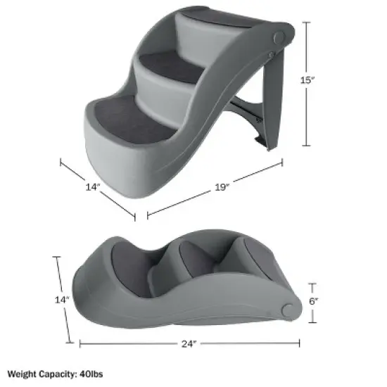 Pet Adobe 3-Step Pet Stairs for Small Dogs, Gray image {7}