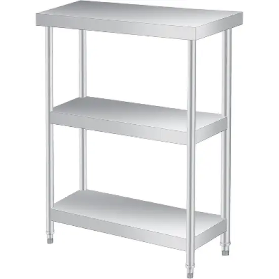 Stainless Steel Work Table with Lockable Casters,  3-Tier Commercial Kitchen Prep Table, Metal Utility Table image {7}