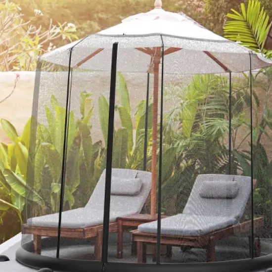 Nature Spring Patio Umbrella Mesh Bug Net Enclosure with Zippered Entrance - 9' x 9' x 7.2', Black image {2}