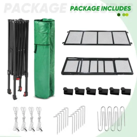 EAGLE PEAK 7'x7' Pop up Greenhouse with 2 Foldable Shelves, Zipper Entry Door and 3 Mesh Windows, Green image {6}