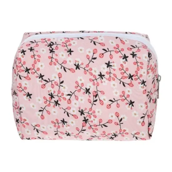 Unique Bargains Portable Flower Cosmetic Bag Pink 1 Pc image {3}